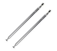 eMagTech Lot de 2 antennes télescopiques 10 sections 200-1200 mm de diamètre 10 mm DAB FM Antenne de remplacement pour radio TV VHF/UHF Système sans fil en acier inoxydable, argent