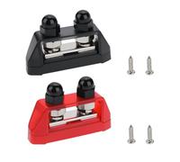 eMagTech Lot de 2 barres omnibus M10 à double goujon 3/8" Bloc de distribution d'alimentation Double goujon Borne de jonction avec vis pour voiture, bateau, rouge et noir