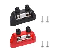 eMagTech Lot de 2 barres omnibus M8 à double goujon 5/16" Bloc de distribution d'alimentation Double goujon Borne de jonction avec vis pour voiture, bateau, rouge et noir