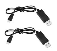 eMagTech Lot de 2 câbles de charge USB compatibles avec Hubsan H107L C / H107L C D / U816 / V930 / V977 / X4 H107 Drone Quadcopter 50 cm 3,7 V Noir