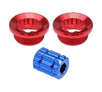 eMagTech Lot de 2 Capuchons de réglage de manivelle de vélo avec Outil Compatible avec Shimano Deore/XT/SLX/XTR105/UT/DA M20, vis et écrous de pédalier Rouge