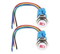 eMagTech Lot de 2 interrupteurs à bouton poussoir chromé 16 mm 12 V 3 A LED IP65 à bascule, rouge