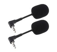 eMagTech Lot de 2 mini microphones de 3,5 mm pour carte son explicative, ordinateurs de bureau avec couvercle en éponge, rotation à 360 degrés, réglable, stéréo à 3 pôles, Plug and Play, portable