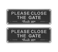 eMagTech Lot de 2 panneaux à suspendre en aluminium avec inscription « Please Close the Gate » - 250 mm x 90 mm x 1 mm - Pour intérieur et extérieur - Portes avant et arrière