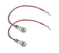 eMagTech Lot de 2 Voyants LED AC/DC 12 V-24 V 8 Mm Montage Sur Panneau Coque Métallique Voyants d'avertissement Vert