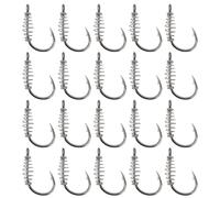 eMagTech Lot de 20 hameçons de pêche à ressort, taille 12 # en acier à haute teneur en carbone avec ressort en métal barbelé, hameçons de pêche pivotants adaptés pour appâts électriques, truite,