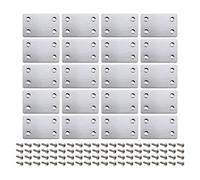 eMagTech Lot de 20 plaques de réparation plates 60 x 38 x 1,5 mm avec vis droites en acier pour réparation de meubles