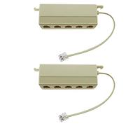 eMagTech Lot de 2pcs Répartiteurs Téléphoniques à Cinq Voies RJ11 6P4C Mâle vers 5 Ports de Sortie Femelles Adaptateur pour Médiateurs Fax Machines Téléphones Fixes Lignes de Bureau