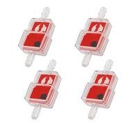 eMagTech Lot de 4 filtres à carburant carrés de 6 mm pour moto, cyclomoteur, scooter, filtre à carburant en ligne pour moto, mobylette, moteur, rouge