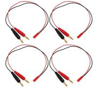 eMagTech Lot de 4pcs Cables de Charge JST avec Connecteur Banane 4 Mm 35 Cm 22 AWG Compatible avec Batteries LiPO RC