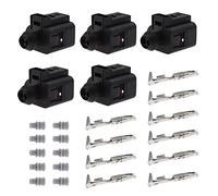 eMagTech Lot de 5 ensembles de connecteurs femelles à 2 broches avec bornes femelles et joints de connecteur femelle compatible avec VW Audi 1J0973702 Kit de réparation étanche