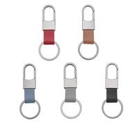 eMagTech Lot de 5 mousquetons en cuir pour porte-clés de voiture - Pièce de rechange - Gris clair bleu rouge noir café