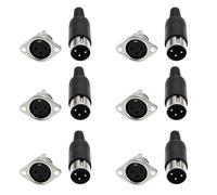 eMagTech Lot de 6 Adaptateurs DIN Males Et Femelles ¨¤ 3 Broches ¨¤ Souder pour Montage sur Panneau pour ¨¦quipements Num¨¦riques Signaux Vid¨¦o Chassis