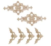 eMagTech Lot de 6 appliques en bois sculpté non peintes, décoration d'angle pour meubles, porte, fenêtre, miroir