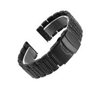 EMAIGlPO Bracelet de plongée avec boucle de sécurité solide en acier inoxydable 18/20/22/24 mm(Black,24mm)