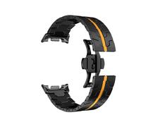EMAIGlPO Bracelet en acier inoxydable for Samsung Watch 8/8 Classic, ajustement rapide, sans espace, compatible avec for Samsung Galaxy Watch Ultra 2(Black-Orange,For galaxy ultra 2)