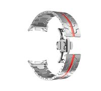 EMAIGlPO Bracelet en acier inoxydable for Samsung Watch 8/8 Classic, ajustement rapide, sans espace, compatible avec for Samsung Galaxy Watch Ultra 2(Silver-Red,For galaxy ultra 2)