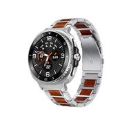 EMAIGlPO Bracelet en bois et métal for Samsung Galaxy Watch 8 Classic 46 mm, 8 44 mm, 40 mm, bracelet en acier inoxydable(Silver Brown,Galaxy Ultra 2025)