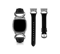 EMAIGlPO Bracelet en cuir compatible avec les montres for Fitbit Versa 4/3/Sense 2/Sense Watch(Black,For Sense sense2)