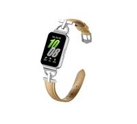 EMAIGlPO Bracelet en métal et cuir for montre Samsung Galaxy fit 3(Khaki)