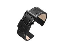 EMAIGlPO Montre en cuir véritable for hommes, Bracelet de remplacement, adapté for Hamilton Khaki Aviation H77755533 H77616533, 20mm 22mm, noir kaki(WHITE,20mm)