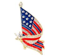 Email Broche Américaine Pin Cristal Email Ruban Patriotique pour Femmes Homme Cadeau d'anniversaire Américain Goutte d'huile Broche, taille unique, comme décrit