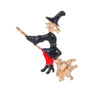 Émail de la broche volante de sorcière pour femmes sorcellerie monte à balai broches épingles à revers unisexe sac de chapeau de costume accessoires