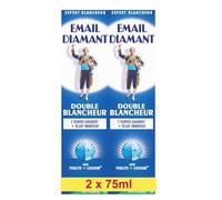 Email Diamant Double Blancheur - Dentrifice Blanchissant Quotidien - 2x75ml | 2 teintes de gagnées - Eclat immédiat & Haleine Fraîche longue durée - Formule soin quotidien au fluor - Menthe