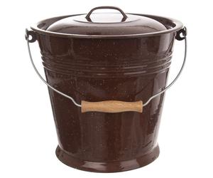 Emaillierter Milch- und Lebensmitteleimer mit Deckel, braun, 10 l