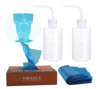 EMALLA 2pcs 250ML Tatouage Lavage Clair Blanc avec 250pcs Bleu Tatouage Bouteille Sac Manchons Compressibles pour Accessoires de Tattoo