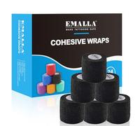 EMALLA Grip Tape Tattoo 24 Pièces Ruban Adhésif Bande Strapping Elastoplast Sport Tape pour Machine Tatouage Strapping Cheville Doigt(Noir)
