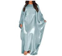 Émancipation Femmes Été Batwing Manches Satin Abaya Islam Musulman Maxi Robe Caftan Musique Orientale, GN1., taille unique