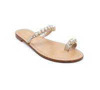 EMANUELA CARUSO CAPRI Sandales avec perles pour femme artisanales avec pierres précieuses | Chaussures faites à la main, semelle en cuir martelée selon la tradition capriote, talon 1 cm, n.35
