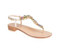 EMANUELA CARUSO CAPRI Sandales bijoux femme artisanaux avec pierres précieuses | Chaussures faites à la main, semelle en cuir martelée selon la tradition capriote, talon 2,5 cm, n. 36