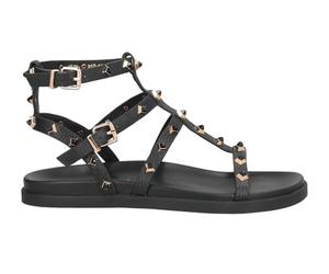 Emanuélle Vee, 451M-917-14-P138, Sandales Mode Casual Fashion Cuir Strass Rivets, Noir , 39 EU