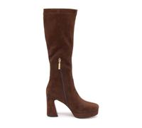 Emanuelle Vee - Bottes à Plateforme Bella Stretch Marron Foncé - Femme - Chaussures - Brun - Taille: 41 EU