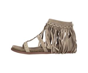 Emanuelle Vee - Sandale Plate en Daim - Femme - Chaussures - Beige - Taille: 38 EU