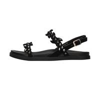 Emanuelle Vee - Sandales Plates en Daim avec Strass - Femme - Chaussures - Noir - Taille: 39 EU