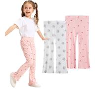 EmaoFun Legging Évasé en Côtelé pour Filles 3 à 7 Ans, Lot de 2 ou 3 Unités(cuteflower4Y)