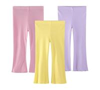 EmaoFun Legging Évasé en Côtelé pour Filles 3 à 7 Ans, Lot de 2 ou 3 Unités(yelpink7Y)