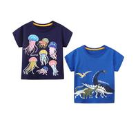 EmaoFun Lot de 2 t-shirts phosphorescents pour tout-petits et petits garçons - Hauts d'été en coton pour enfants de 3 à 7 ans, 4 ans