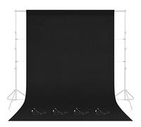 EMART 1,8 x 2,8 m Toile de Fond pour Photographie en Mousseline Noire pour Studio Photo et vidéo, 4 x Clips de Toile de Fond