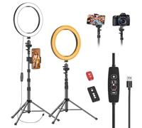EMART 10" Ring Light with 55" Extendable Tripod Stands and Phone Holder, Dimmable LED Circle Round Light for Selfie Camera Ph