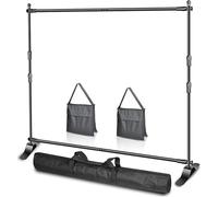 EMART 2,4 x 2,4 m Support Toile de Fond Photo Réglable avec 2 Sacs de Sable, Banner Stand pour Studio, Portrait et Photographie de Produits