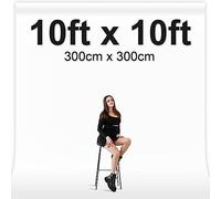 EMART 3X3M Toile de Fond Blanche, Toile de Fond Blanche en Polyester Haute Densité avec 4 Pinces à Ressort pour Les Studios Vidéo, Les Portraits et Les Fêtes