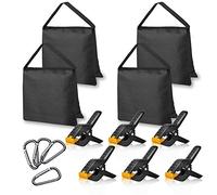 EMART 4 Sacs de Sable Résistants et 6 Pinces à Ressort Robustes de 11,4 cm pour Fixer Support de Toile de Fond pour Studio de Photographie