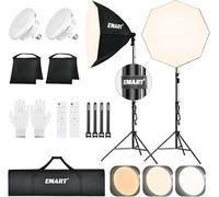 EMART Boîte à lumière 65 cm - Diamètre de la boîte Souple - Éclairage LED à intensité Variable - 135 W - 3000-6500 K - pour Photographie, vidéo, Photographie, Portraits de Studio, Streaming en Direct