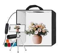 EMART Boîte à Lumière Photographie, 30x30x30cm Mini Studio Photo Portable, Box Photo Pliable avec 120pcs LED et 6 Couleurs de Fonds pour Photographie
