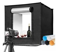 EMART Boîte à Lumière Photographie, 60x60cm Mini Studio Photo Portable, Box Photo Pliable avec 120pcs LED et 6 Couleurs de Fonds pour Photographie