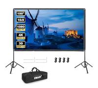 EMART Écran de Projection avec Support 100 Pouces, Écran Videoprojecteur Portatif 16:9 4K Avant et Arrière HD, Toile de Projection sur Pied pour Cinéma Maison, Bureau, Voyage, Camping